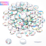Craspire 80Pcs Extra Large Jewelry Sticker, Acrylic Rhinestone Stick On Cabochon, with Self Adhesive, Oval, Faceted, Crystal AB, 18x25x4.5mm