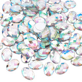 Craspire 80Pcs Extra Large Jewelry Sticker, Acrylic Rhinestone Stick On Cabochon, with Self Adhesive, Oval, Faceted, Crystal AB, 18x25x4.5mm