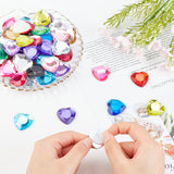 Craspire 60Pcs Extra Large Jewelry Sticker, Acrylic Stick On Cabochon, with Self Adhesive, Heart, Faceted, Mixed Color, 2.5x2.5x0.5cm