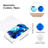 Craspire 16Pcs 2 Colors Extra Large Jewelry Sticker, Acrylic Aquamarine & Sapphire Rhinestone Stick On Cabochon, with Self Adhesive, Half Round/Dome, Faceted, Mixed Color, 40x7mm, 8pcs/color
