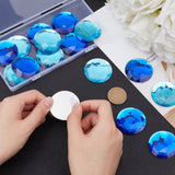 Craspire 16Pcs 2 Colors Extra Large Jewelry Sticker, Acrylic Aquamarine & Sapphire Rhinestone Stick On Cabochon, with Self Adhesive, Half Round/Dome, Faceted, Mixed Color, 40x7mm, 8pcs/color