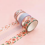 Craspire Fruits Pattern Adhesive Paper Tape, Round Stickers, for Card-Making, Scrapbooking, Diary, Planner, Envelope & Notebooks, Mixed Color, 10~20mm, about 3.28 Yards(3m)/Roll, 3 Rolls/Set