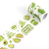 Craspire Fruits Pattern Adhesive Paper Tape, Round Stickers, for Card-Making, Scrapbooking, Diary, Planner, Envelope & Notebooks, Yellow Green, 70mm, about 3.28 Yards(3m)/Roll