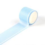 Craspire Tartan Pattern Adhesive Paper Tape, for Card-Making, Scrapbooking, Diary, Planner, Envelope & Notebooks, Light Sky Blue, 35mm, about 5.47 Yards(5m)/Roll
