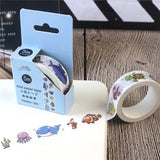 Craspire Decorative Adhesive Paper Tape, for Card-Making, Scrapbooking, Diary, Planner, Envelope & Notebooks, Sea Animals, 15mm, about 5.47 Yards(5m)/Roll
