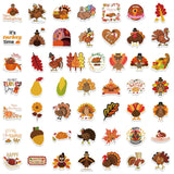 Craspire 100Pcs Thanksgiving Day PVC Plastic Sticker Labels, Self-adhesive Waterproof Decals, for Suitcase, Skateboard, Refrigerator, Helmet, Mobile Phone Shell, Mixed Color, 40~70mm