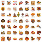 Craspire 100Pcs Thanksgiving Day PVC Plastic Sticker Labels, Self-adhesive Waterproof Decals, for Suitcase, Skateboard, Refrigerator, Helmet, Mobile Phone Shell, Mixed Color, 40~70mm