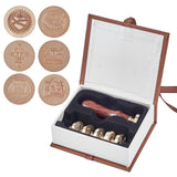 Wax Seal Stamp Set (6pcs Brass Stamps Head, 1pc Wood Handle,Envelop) Halloween Theme-1