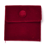 10 pc Square Velvet Jewelry Bags, with Snap Fastener, Dark Red, 7x7x0.95cm