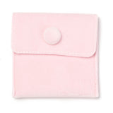 10 pc Square Velvet Jewelry Bags, with Snap Fastener, Pink, 7x7x0.95cm