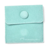 10 pc Square Velvet Jewelry Bags, with Snap Fastener, Turquoise, 7x7x0.95cm