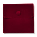 10 pc Square Velvet Jewelry Bags, with Snap Fastener, Dark Red, 10x10x1cm