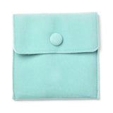 10 pc Square Velvet Jewelry Bags, with Snap Fastener, Turquoise, 10x10x1cm