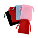 100 pc Velvet Cloth Drawstring Bags, Jewelry Bags, Christmas Party Wedding Candy Gift Bags, Mixed Color, 9x7cm