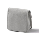 5 pc Rectangle Velvet Pouches, with Iron Clasp, Jewelry Storage Bags, for Rings & Necklaces & Bracelet Holders, Silver, 6.2x6x1.1cm