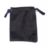 50 pc Velvet Jewelry Drawstring Bags, with Satin Ribbon, Rectangle, Black, 10x8x0.3cm
