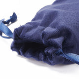 50 pc Velvet Jewelry Drawstring Bags, with Satin Ribbon, Rectangle, Marine Blue, 10x8x0.3cm