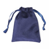 50 pc Velvet Jewelry Drawstring Bags, with Satin Ribbon, Rectangle, Marine Blue, 10x8x0.3cm