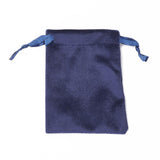 50 pc Velvet Jewelry Drawstring Bags, with Satin Ribbon, Rectangle, Marine Blue, 10x8x0.3cm
