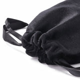 50 pc Velvet Jewelry Drawstring Bags, with Satin Ribbon, Rectangle, Black, 15x10x0.3cm