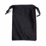 50 pc Velvet Jewelry Drawstring Bags, with Satin Ribbon, Rectangle, Black, 15x10x0.3cm
