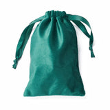 50 pc Velvet Jewelry Drawstring Bags, with Satin Ribbon, Rectangle, Teal, 15x10x0.3cm