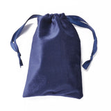 50 pc Velvet Jewelry Drawstring Bags, with Satin Ribbon, Rectangle, Marine Blue, 15x10x0.3cm