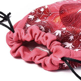 5 pc Rectangle Velvet Bags, Drawstring Pouches, for Gift Wrapping, Pale Violet Red, Flower Pattern, 18x14cm