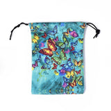 5 pc Rectangle Velvet Bags, Drawstring Pouches, for Gift Wrapping, Medium Turquoise, Butterfly Farm, 18x14cm