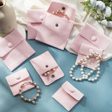 1 Bag 8Pcs 2 Styles Square Velvet Cloth Bag 14.3x10cm,10.4x7cm Pink Velvet Jewelry Bags with Snap Fastener Cloth Gift Pouches for Jewelry Bracelet Headphones Bag Beads Gift Baggies