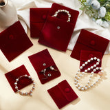 1 Bag 8Pcs 2 Styles Square Velvet Cloth Bag 7cm 10cm Dark Red Velvet Jewelry Bags with Snap Fastener Cloth Gift Pouches for Jewelry Bracelet Headphones Bag Beads Spice Gift Baggies