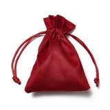 30 pc Velvet Cloth Drawstring Bags, Jewelry Bags, Christmas Party Wedding Candy Gift Bags, Rectangle, FireBrick, 12x9cm
