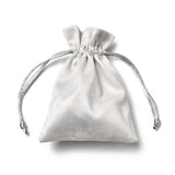 30 pc Velvet Cloth Drawstring Bags, Jewelry Bags, Christmas Party Wedding Candy Gift Bags, Rectangle, Light Grey, 12x9cm
