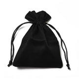 30 pc Velvet Cloth Drawstring Bags, Jewelry Bags, Christmas Party Wedding Candy Gift Bags, Rectangle, Black, 16x12cm
