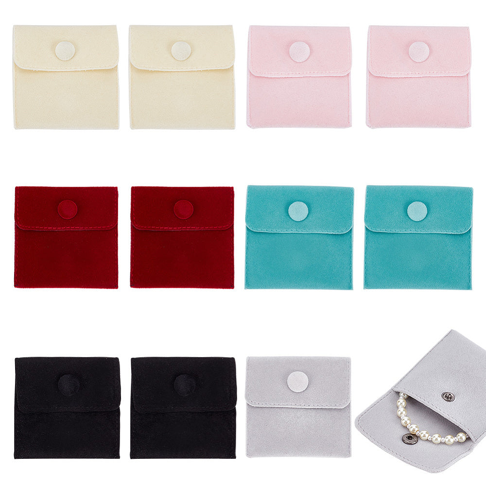 Craspire 1 Bag 6 Colors Velvet Jewelry Bags, 12pcs Square Gift