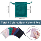 1 Bag 28 Pcs 10x8 cm 7 Colors Velvet Jewelry Drawstring Bags Rectangle Gift Bags with Satin Ribbon Baby Shower Bags Candy Pouches Favors Storage Bags for Christmas Party Wedding
