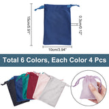 1 Bag 24 Pcs 15x10 cm 6 Colors Velvet Jewelry Drawstring Bags Rectangle Gift Bags with Satin Ribbon Baby Shower Bags Candy Pouches Favors Storage Bags for Christmas Party Wedding