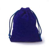 20 pc Velvet Packing Pouches, Drawstring Bags, Dark Blue, 12~12.6x10~10.2cm