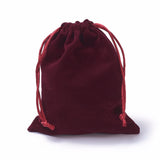 20 pc Velvet Packing Pouches, Drawstring Bags, Dark Red, 15~15.2x12~12.2cm