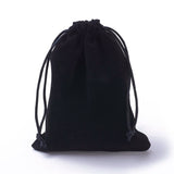 20 pc Velvet Packing Pouches, Drawstring Bags, Black, 15~15.2x12~12.2cm