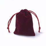 20 pc Velvet Packing Pouches, Drawstring Bags, Dark Red, 9.2~9.5x7~7.2cm