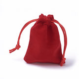 20 pc Velvet Packing Pouches, Drawstring Bags, Red, 9.2~9.5x7~7.2cm