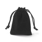 20 pc Velvet Packing Pouches, Drawstring Bags, Black, 9.2~9.5x7~7.2cm