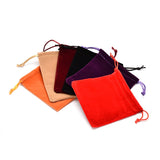 100 pc Rectangle Velvet Cloth Gift Bags, Jewelry Packing Drawable Pouches, Mixed Color, 7x5.3cm