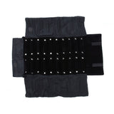 1 pc Foldable Velvet Jewelry Travel Roll Bag, Portable Storage Case, For Ring Display, Black, 63x56x2.3cm