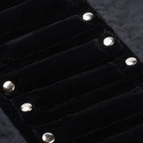1 pc Foldable Velvet Jewelry Travel Roll Bag, Portable Storage Case, For Ring Display, Black, 47x28x2.1cm