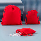 1 Bag 5 Style Rectangle Velvet Pouches, Candy Gift Bags Christmas Party Wedding Favors Bags, Red, 40pcs/bag