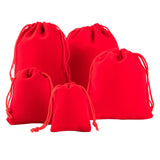 1 Bag 5 Style Rectangle Velvet Pouches, Candy Gift Bags Christmas Party Wedding Favors Bags, Red, 40pcs/bag