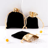 1 Bag 30Pcs 3 Style Rectangle Velvet Jewelry Bag, Black, 9~14x7~11cm, 10pcs/style