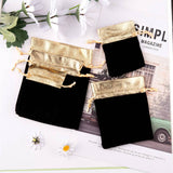 1 Bag 30Pcs 3 Style Rectangle Velvet Jewelry Bag, Black, 9~14x7~11cm, 10pcs/style